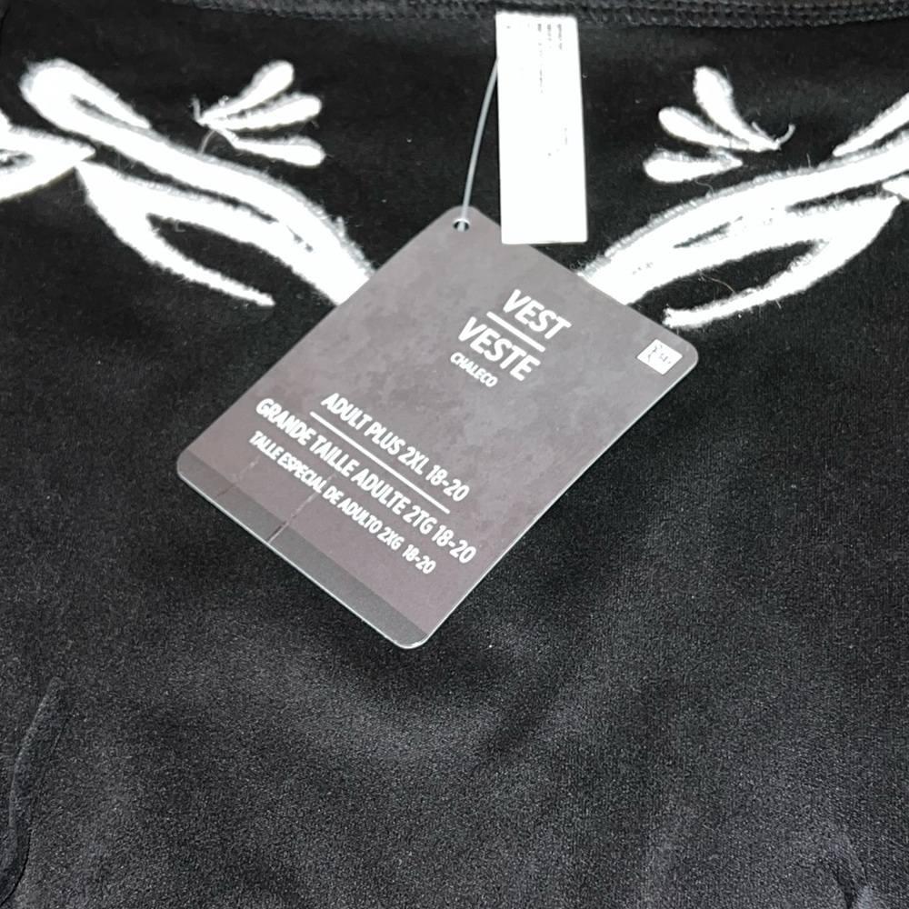 NWT Costume Fringe Cowgirl Vest Shorts W/ Choker White Stitching Blue Rivots XXL - Picture 12 of 13